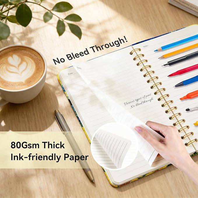 Lined Spiral Journal Notebook for Work A5, 160 Pages, Two Cat | College Ruled Spiral Journal for Women, Hardcover with Elegant Design for Note-Taking, 5.5 * 8.25 inch