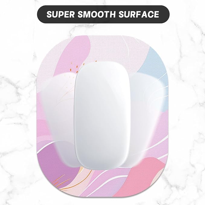 Small Mouse Pad, 6 x 7 Inch, Oval Mini Mouse Pad with Non-Slip Rubber Base for Laptop Wireless Mouse Keyboard Tray Mousepad, Wave Pattern