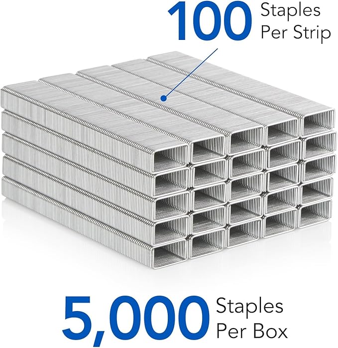 Swingline Staples, Heavy Duty, 1/4" Length, 25 Sheet Capacity, 100/Strip, 5000/Box, 1 Pack (79394)
