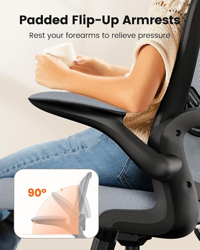 ErGear Drafting Chair,Tall Office Chair with Flip-Up Armrests, High Desk Chair Adjustable Height and Adjustable Footrest Ring, Ergonomic Standing Desk Chair with Lumbar Support, Blue,3 Pack