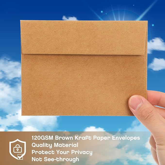 Fainne 800 Pack Kraft Envelopes for Invitation, 120 GSM,A2, 4.375 X 5.75 in | Brown Envelopes for Invitation, 120 GSM Gift Card for Office, Wedding, Gift, Party, Baby Shower, Mailings