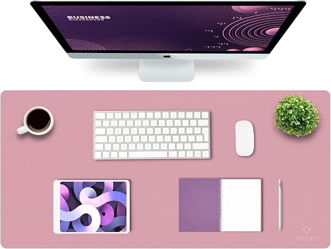 K KNODEL Extra Large Desk Mat, Leather Mouse Pad (35.4"x17", Purple) | Desk Pad, Keyboard Pad, Computer and Laptop Mat, Desktop Protector and Cover, Writing Pad and Blotter for Home Office