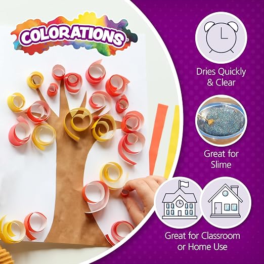 Colorations Washable Clear Glue, 2 Gallons, Dries Clear, Ideal for Slime | School, Office & Home Projects, Craft Supplies, Arts & Crafts Glue