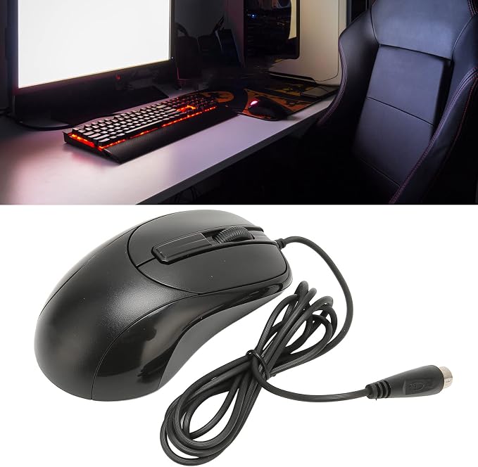 Sanpyl Round Port Optical Mouse, Wired 3 Buttons High Accuracy Ergonomic with Interface for Old PC Desktop Office, 140cm Wired Mouse