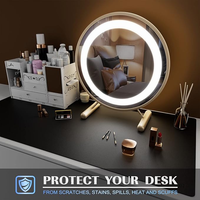 K KNODEL Small Office Desk Mat, Leather Mouse Pad (23.6"x13.8", Black) | Desk Pad, Keyboard Pad, Computer and Laptop Mat, Desktop Protector and Cover, Writing Pad and Blotter for Home Office