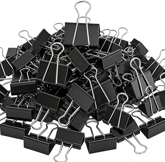 200 Count Binder Clips Assorted Sizes, 4 Sizes Large, Medium, Small, Mini, Metal Paper Clamps, Bulk Black Clips Office Supplies (1 1/4", 1", 3/4", 1/2 Inch) KKEETUR