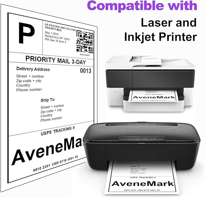 25 Full Sheet Labels 8.5 x 11 Inch Adhesive Paper for Laser Inkjet Printers Self Adhesive Printable White Sticker Sheets for Shipping Address Packaging & Crafts