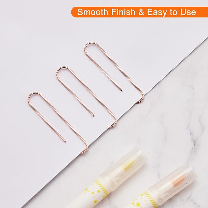 NEEWAY Rose Gold Paper Clips, 200 Count Large Size, 2 Inch Jumbo Paperclips, School and Office Supplies