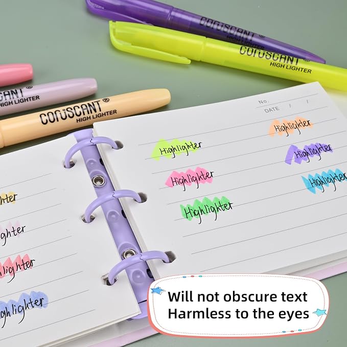 coruscant Assorted Colors Highlighters Set, 20 Pack, Chisel Tip Cute Bible Highlighters and Candy Color, No Bleed Dry Quickly, for Journal Bible Study, Good for thin paper School Office Supplies