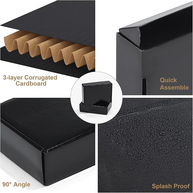 ZBEIVAN 7x5x2 Black Small Shipping Boxes, 20 Packs Corrugated Cardboard Mailer Boxes for Packaging Small Business Mailing Gifts Wrap Boxes with Lids