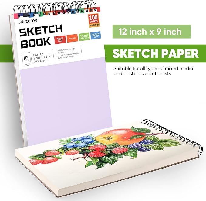 Soucolor 9 x12 Inch Sketch Book, Mother's Day, Birthday for Daughter Wife, Creative Gift for Mum Her, Christmas Coloring Book