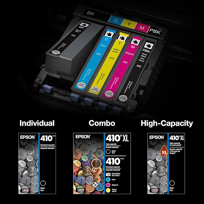 Epson 410 Claria Premium Ink High Capacity Black & Standard Color Cartridge (T410XL-BCS) Works with Expression XP-530,630,640,7100,830,(Pack of 10)