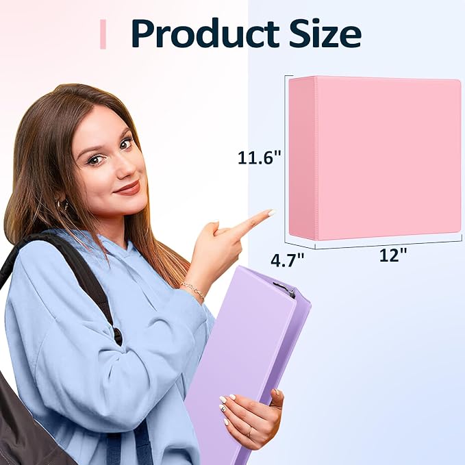 Sooez 3 Ring Binder 5 Inch, Extra Large Binder with Pockets, 8.5"x11" | Holds 950-Sheet of Letter Paper, Extra Durable, PVC-Free, Clear View Cover, Interior Pockets, Eco-Friendly, School, Office