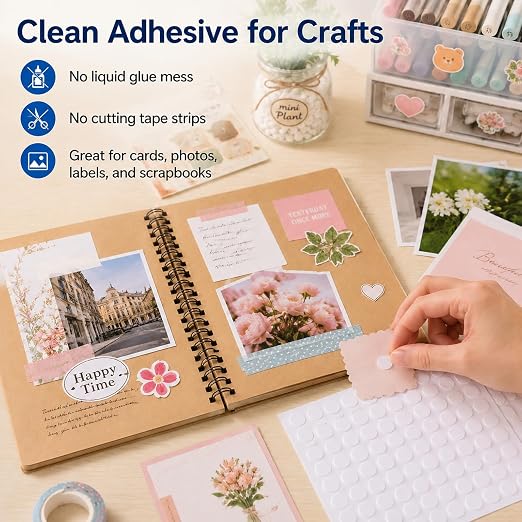 1000PCS Clear Glue Dots Double Sided Removable 10mm for Balloon Crafts DIY | Clear 10mm Dots on 10 Sheets, Peel-Press-Stick for Balloons, Photos, Crafts, Removable from Walls, Glass, Paper—No Remains