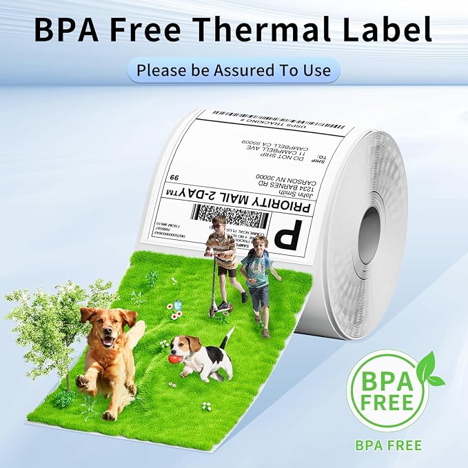 Phomemo 4X6 Thermal Labels - Shipping Labels, Thermal Printer Label, Roll Label for Shipping Label, Address, Mail, Compatible with Zebra, Munbyn, Rollo, Polono, Nelko, Pack of 500, White