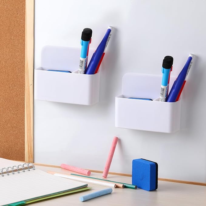 Colarr 20 Pack Magnetic Dry Erase Marker Holder Bulk Whiteboard Magnetic Marker Holder Pen Pencil Organizer for Back to School Office Supplies Teacher Classroom Must Refrigerator Locker(White)