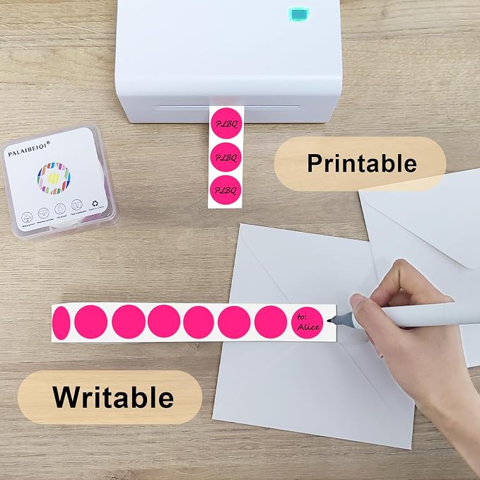 1 Inch Round Thermal Sticker Labels,Color Dot Stickers,Label Stickers,Waterproof,Oil Proof,for Thermal Printers,DIY,Office,Retail,Home and Warehouse Organization(Fluorescent Pink,1000 Pcs)