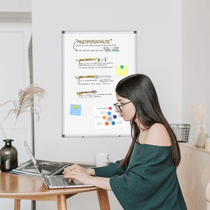 Large White Board 48x36 Double-Sided Dry Erase Magnetic for Wall | 11-Layer, Aluminum Frame, Smooth Write & Clean, Wall Mount & Hanging, Full Accessories for Home, Office, School