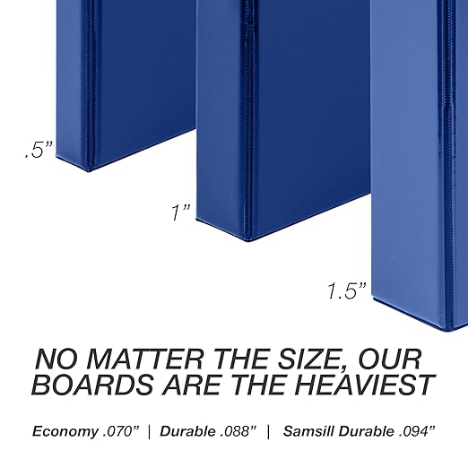 Samsill Durable 0.5 Inch Binder, D Ring Binder, 100% Recycled Chipboard, Blue, 4 Pack