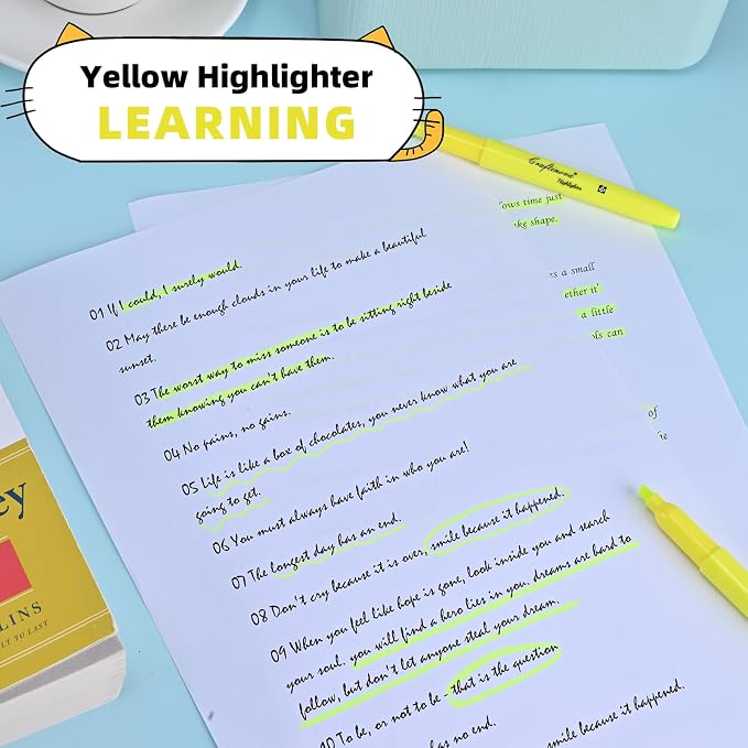 Yellow Highlighters 24 Count, Chisel Tip Highlighter Bulk, Dry Quickly, Perfect for Students Adults Highlighting, Organizing, Coloring in Classroom, School, Office