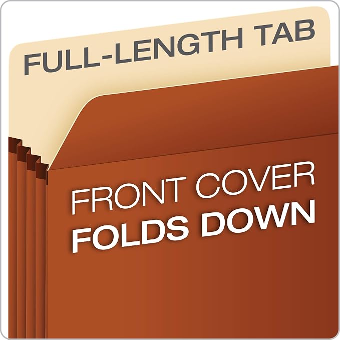 Pendaflex Expanding File Pockets,File Organizers for School,Home or Office,Letter Size,Redrope,3.5" Expansion,Reinforced with Dupont™ Tyvek® Material,Redrope,25 per Box (1524E-OX),(Pack of 4)