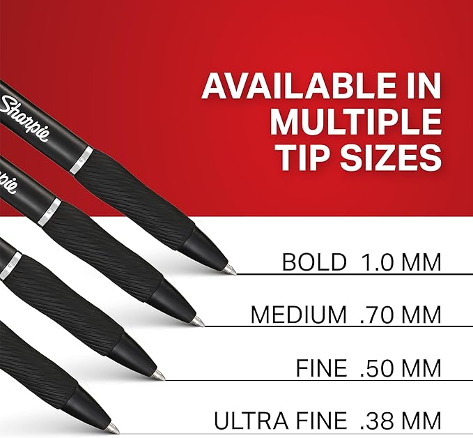 Sharpie S-Gel Gel Pens Ultra Fine Point (0.38mm) Black 4 Count