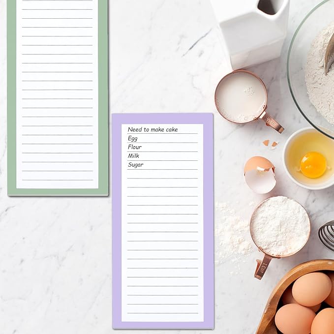 4 Pack Magnetic Notepads for Refrigerator,Grocery List Large Magnet Pad for Fridge,Full Magnet Design Magnetic Memo Pads for Grocery List, Shopping List (Simple style, 4 Pack)