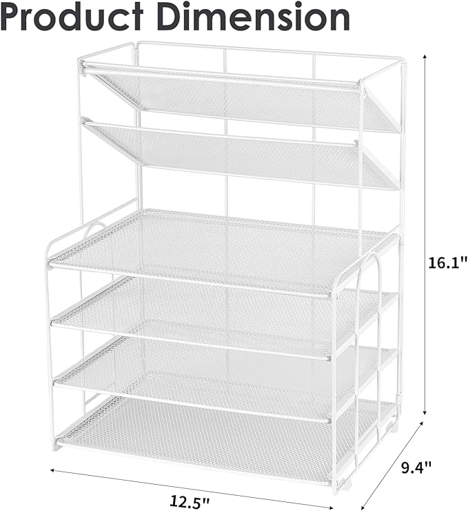 OPNICE 6-Tier Letter Tray Paper Organizer, Desk Organizers and Accessories, Desktop File Organizer, Office Desk Accessories for Office Supplies(White)