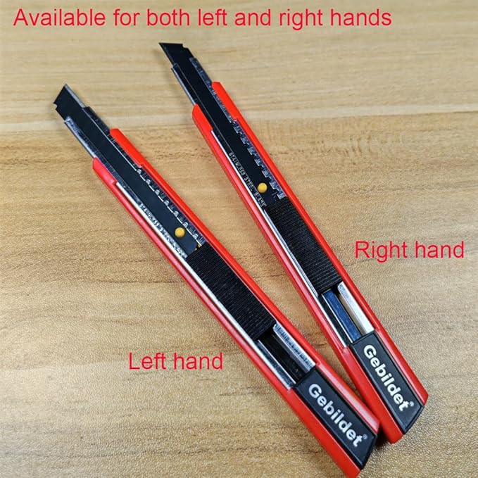 5pcs Right and Left Hand Self-Lock Cutter Knife/Black 9mm Snap Off Blades /60° Blace Knife/Utility Knife/Graphic Knife (Red Holder)
