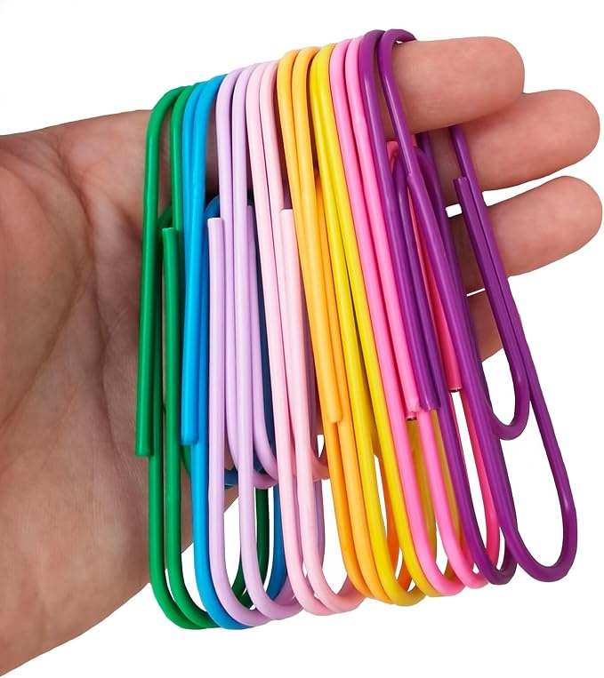 Large Paper Clips,40-Pack 4 Inches Jumbo Paper Clips | 8 Colors (5 Pcs/Color) for Paperwork,for Home, School & Office,Colored Binder Clip