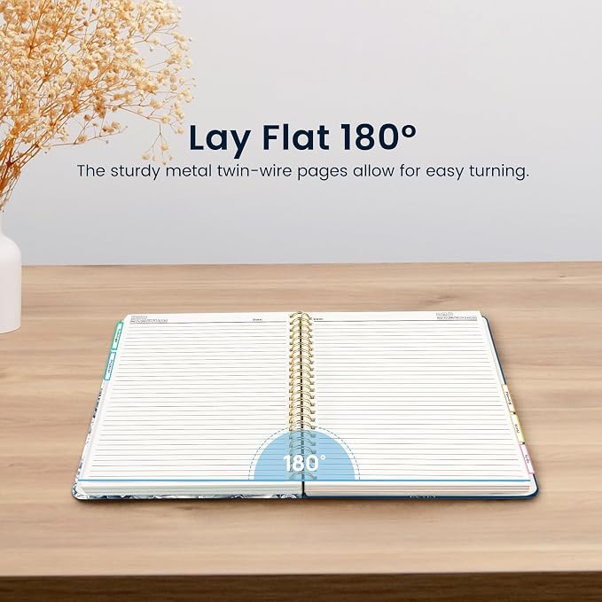 ZOTIA Large Spiral Notebook for Work, 8.5" x 11" Journal for Women, Cute 5 Subject Notebook with Removable Dividers & Tabs, College Ruled Lined Journal for Office and School, 280 Pages, Blue Floral