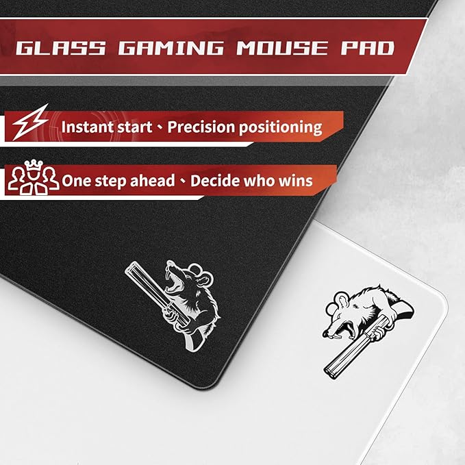 Glass Gaming Mouse Pad 400mm x 500mm FPS Game Special Tempered Glass Durable 3mm Thickness Accurately and Quickly Shoot Opponents (400mm x 500mm, Black)