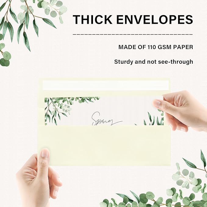 50 Pack #10 Ivory Envelopes Letter Size Self Seal Cream Business Envelopes | Security Mailing Envelopes, 4 1/8 x 9 1/2 Inches, Beige