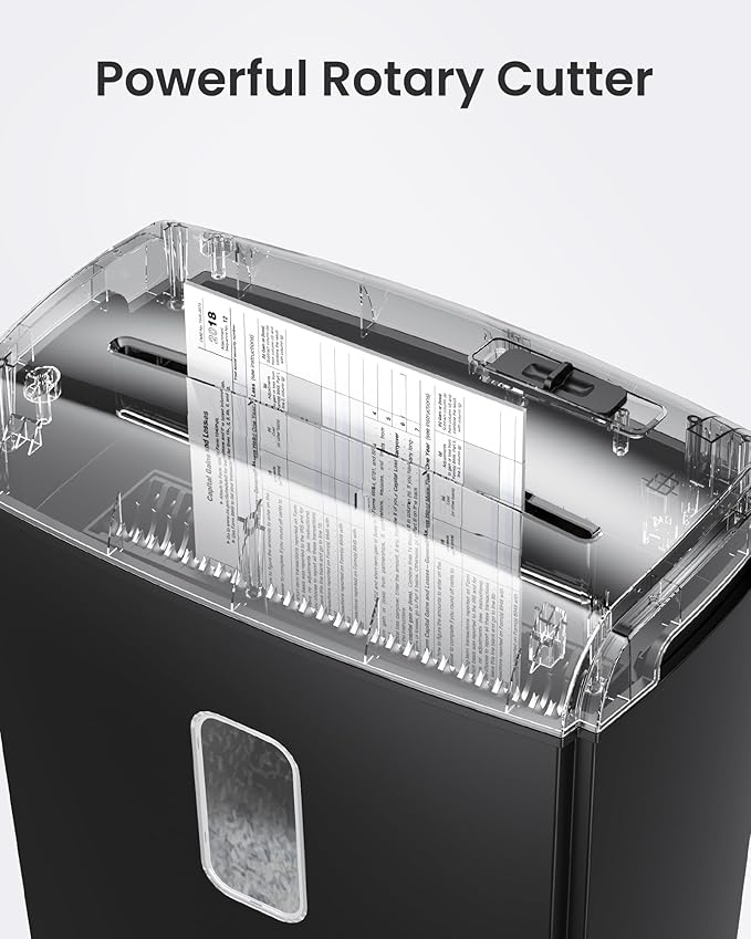 8-Sheet Micro Cut Paper Shredder P-4 High Security for Home Office Use with Handle, Shreds Credit Card/Staple 4 Gallons(Black) Visual Window Wastebasket
