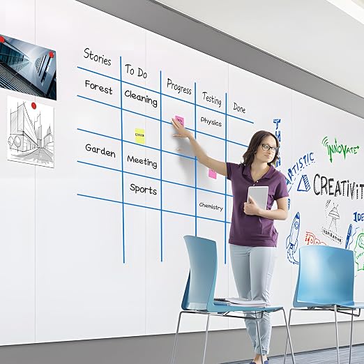 CHUNNIAO Blue Magnetic Whiteboard Strips for Classroom,School&Office Supplies,Fine Lines Highlighter Tape- 2/5 in x 65 Ft