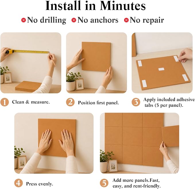 48" x 36" Decorative Bulletin Boards, Large Cork Board Alternative | 50 Pushpins60 Adhesive Tabs, Solid-Tile 12PC Felt Wall Tiles, Cork Boards for Office Push Pin Board Felt Board, Creamy Coffee | 50 Pushpins60 Adhesive Tabs, Solid-Tile 12PC Felt Wall ...