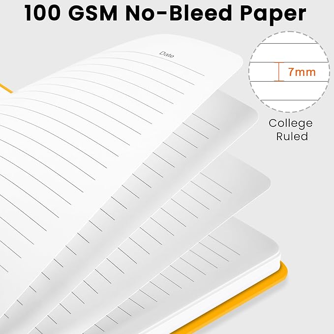 Lined Spiral Journal Notebook, A5 College Ruled Notebook for Journaling, Note-Taking, and Daily Planning, Durable Hardcover with an Elegant Design, Yellow
