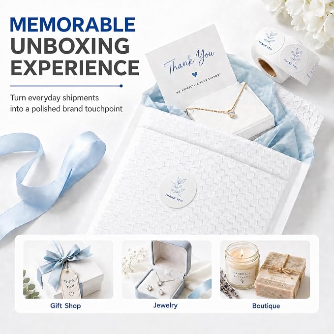 Metronic White Bubble Mailers 6x10 Inch 100 Pack Self-Seal Padded Envelopes | Usable Size 6x9 Self Seal Thick Padded Mailers Cushion Waterproof Mailing Envelopes Bubble Padded for Mailing Makeup Jewelry
