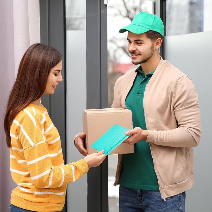 Metronic 1000 Pack Bubble Mailers 4X8 Inch Teal Waterproof Padded Envelopes | Usable Size 4x7 Self-Seal Small Bubble Mailer Cushioning Bubble Envelopes for Shipping Jewelry Cards Packaging Supplies, Bulk