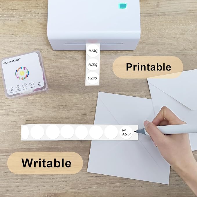 1 Inch Round Thermal Sticker Labels,Color Dot Stickers,Label Stickers,Waterproof,Oil Proof,for Thermal Printers,DIY,Office,Retail,Home and Warehouse Organization(White,1000 Pcs)