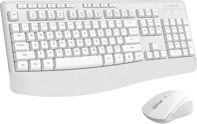 Wireless Keyboard and Mouse Combo, Full Size Ergonomic with Wrist Rest | 2.4GHz USB Receiver, 3 DPI Adjustable 6-Button Cordless Mouse for Computer, Laptop, PC, Windows