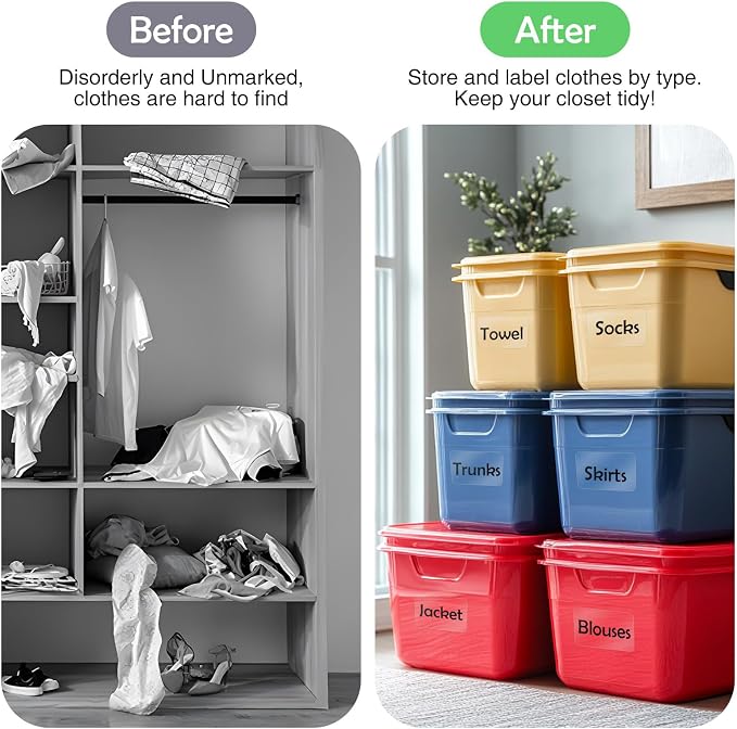 JIEHENG 100Pcs Clear Large Labels for Storage Bins,6x4 Inch Labels | Removable,Large Labels Strong Adhesive Tear Resistant No Residue for Blank Box