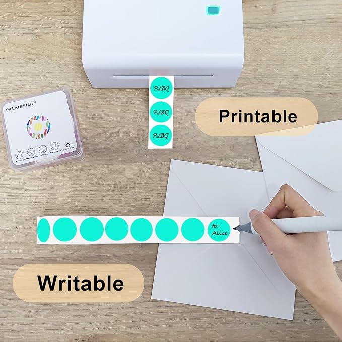 1 Inch Round Thermal Sticker Labels,Color Dot Stickers,Label Stickers,Waterproof,Oil Proof,for Thermal Printers,DIY,Office,Retail,Home and Warehouse Organization(Watercolor Green,1000 Pcs)