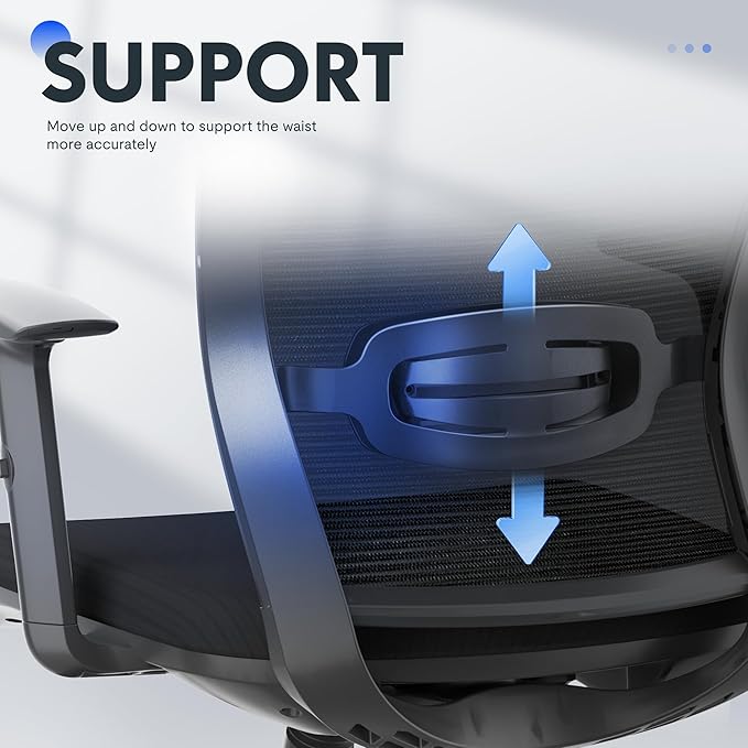 FLEXISPOT Ergonomic Office Chair with Footrest, Mesh High Back Computer Chair, Home Office Desk Chairs, with Adjustable Lumbar Support/4D Headrest/Reliable Base, Elastic Foam Seat, Black, OC3 Cloud-F