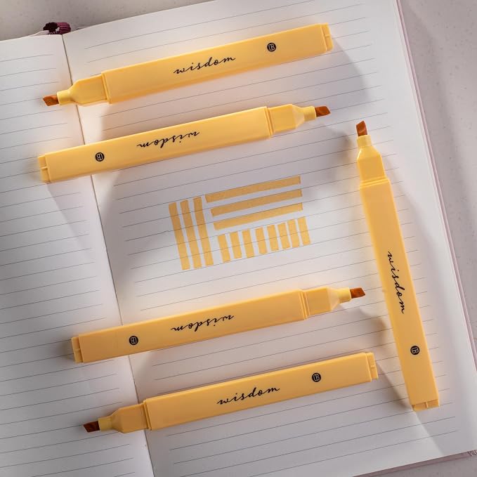 DIVERSEBEE Bible Highlighters with Soft Chisel Tip, No Bleed (Yellow) | 5 Pack Single Color Pens, Quick Dry, Cute Aesthetic Markers for Bible Study Journaling Supplies