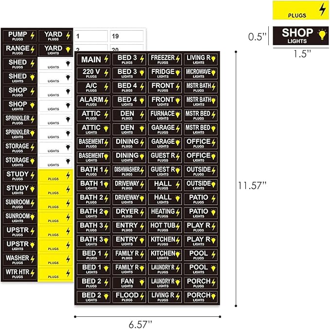 Circuit Breaker Labels, Breaker Box Electrical Panel Fuse Box Stickers, Easy Read and Install (LargeBlack)