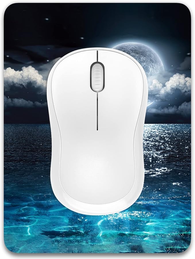 Dapesuom Small Mouse Pad, 6 x 8 Inch Thick Rubber Premium-Textured Non-Slip Portable & Washable Mini Mouse Mat for Women Wireless Laptops Keyboard Tray Gaming Work Computer Travel, Moon Over The Sea