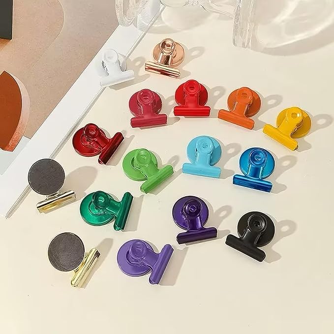 Strong Magnetic Clips, 20 Pack, 1.2 Inch, 30 mm, High-Gloss Green, Refrigerator Magnet Clips, Medium Clip Magnets, Office Supplies, Photo Displays