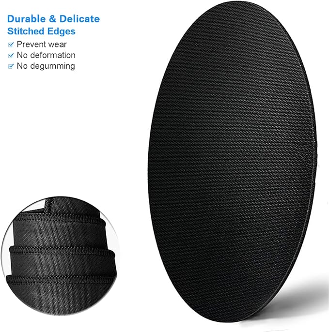 BOSOBO Mouse Pad, Round Floral Mouse Mat, Cute Mouse Pad with Design, Non-Slip Rubber Base Mousepad with Stitched Edge, Waterproof Women Office Mouse Pads, Small Size 7.9" x 7.9", Black Flowers