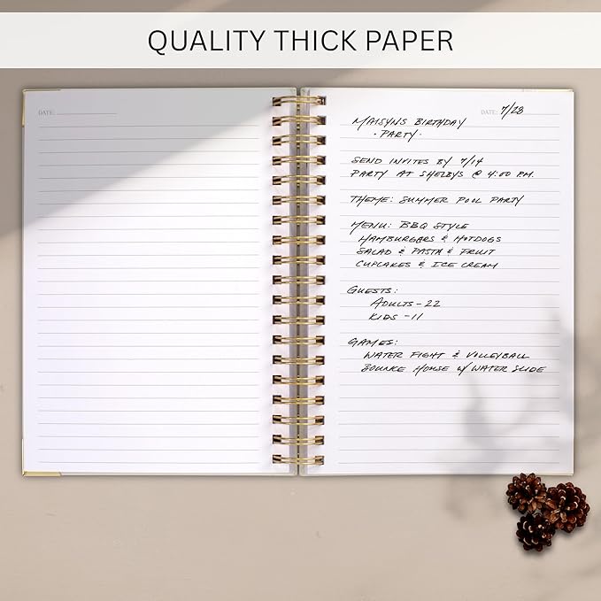 Aesthetic Thick Spiral Notebook Journal For Women in B5 Format - Modern Linen Hardcover College Ruled Note Book With 300 Lined Pages - Perfect For Writing And Staying Organized at Work or School